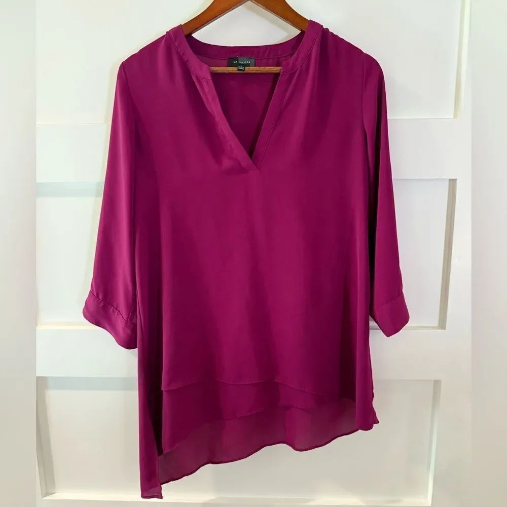 The Limited Pink 3/4 Sleeve Silky Blouse